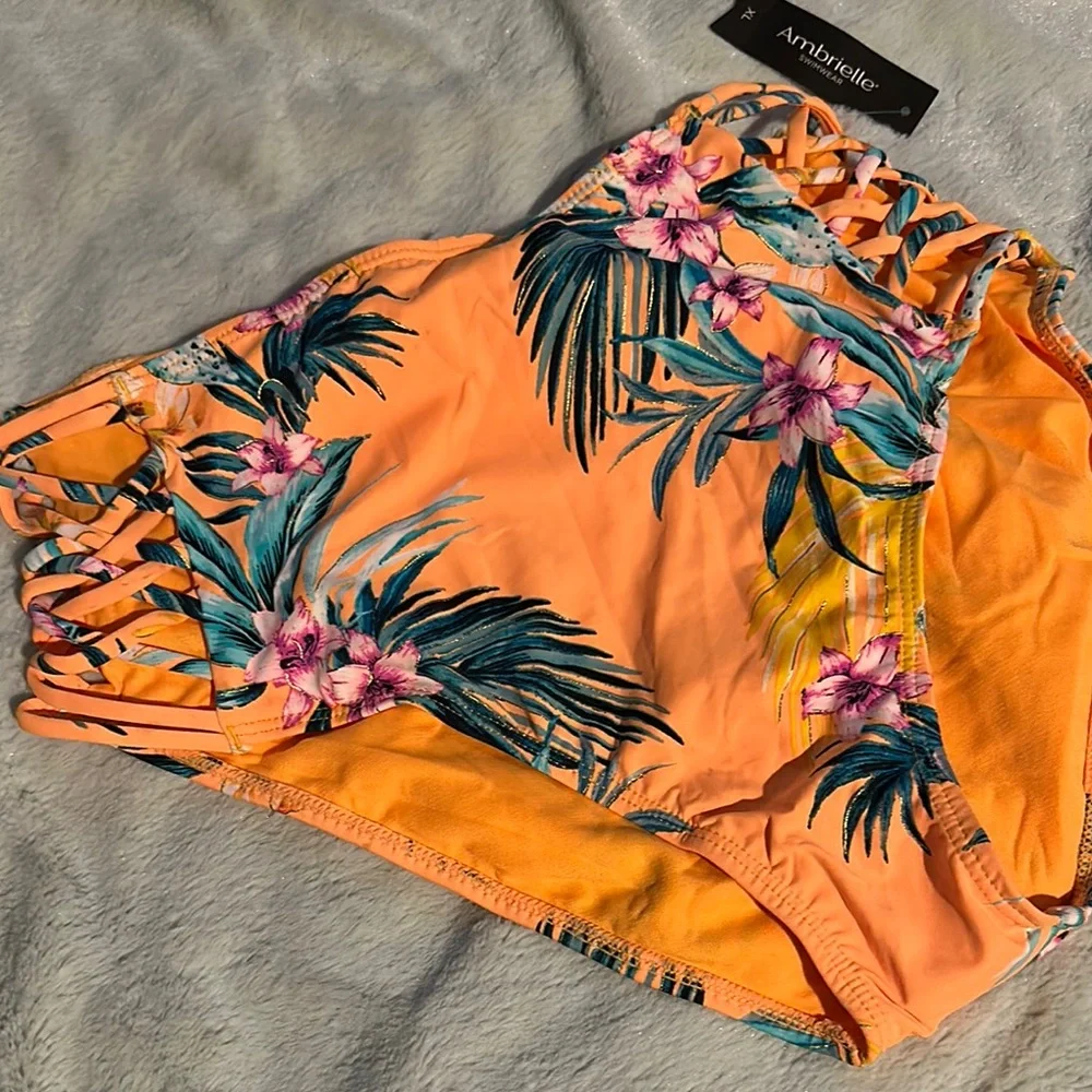 Ambrielle Floral Orange Bikini Bottom